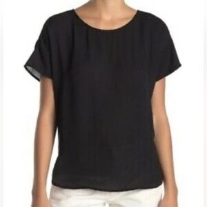 DR2 Black Sheer Blouse, Short Sleeve, size L
